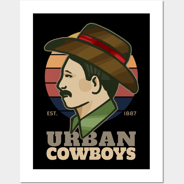 Vintage Cowboy Urban Life Wall Art by KewaleeTee